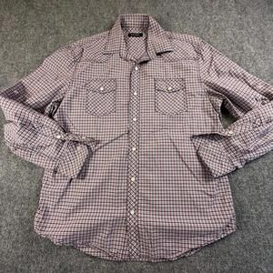 J. Campbell Los Angeles Mens Plaid Western Snap Front Long Sleeve Shirt #1459